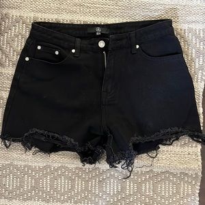 Black high waisted denim shorts